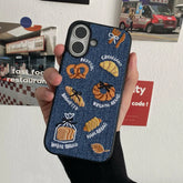 Embroidered Bread Toast Denim Phone Case